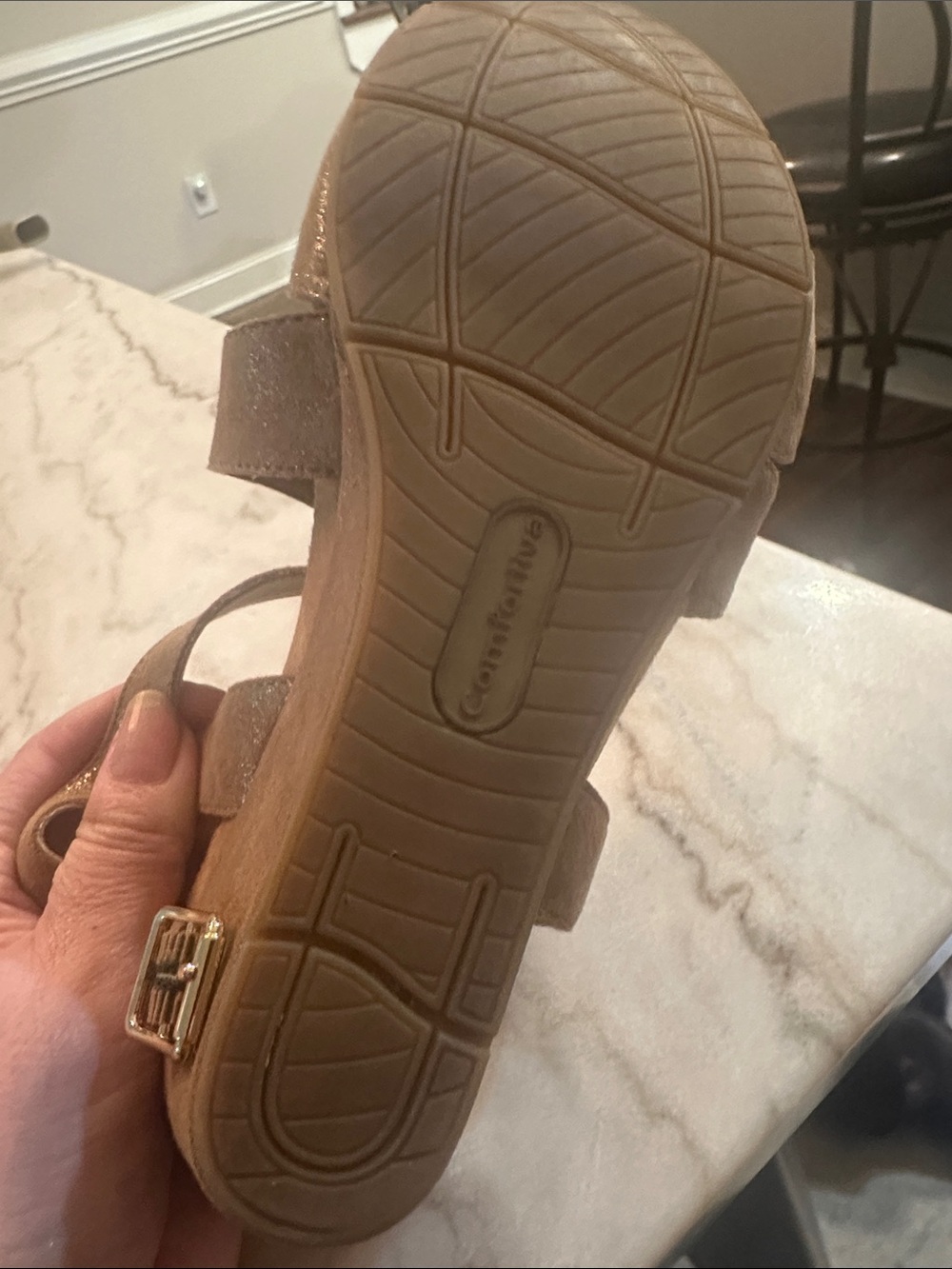 Comfortiva Metallic Gold Strappy Sandals - Picture 7 of 9